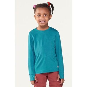 REI Co-op Kids Small Teal Blue Long Sleeve Base Layer Top 234941 25088-F25